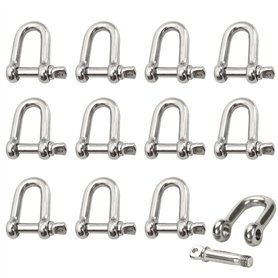 Dtoterul Manille Inox 12 Pièces M4 Manille Inox Acier Manille de Levage Manille D'anneau de D de Chaîne Manille Goupille Vis Bou