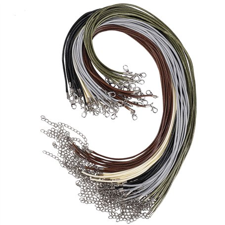 Collier Corde de Cire avec Fermoir de Homard et Chaîne
