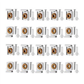 BuxiuGK 5 Set(20 Pièces) Clips de Suspension de Miroir Clips de Montage Miroir Clips de Miroir à Ressort en Métal avec des Fiche