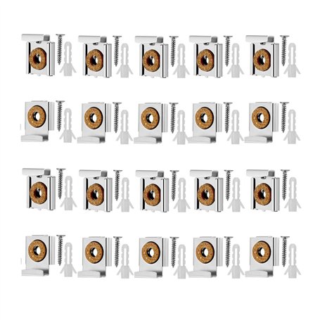 BuxiuGK 5 Set(20 Pièces) Clips de Suspension de Miroir Clips de Montage Miroir Clips de Miroir à Ressort en Métal avec des Fiche