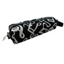 FunMusicOnline Relief Blanc Notes de Musique Tube Black Zipper Trousses Poche avec dragonne