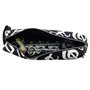FunMusicOnline Relief Blanc Notes de Musique Tube Black Zipper Trousses Poche avec dragonne