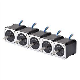 STEPPERONLINE 5 PCS Moteur pas a pas Nema 17 Bipolaire 59Ncm 2A 42x48mm 4 Fils with 1m Câble & Connecteur pour Imprimante 3D