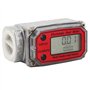 Compteur de Turbine Mini Numérique Débitmètre à Turbine Compteur de débit de Carburant 15-120L 1" NPT(Rouge)