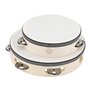 MANCHAP Lot de 2 tambourins en bois de 2 tailles, tambourins à main en bois avec peau naturelle et clochettes, pour party dance 