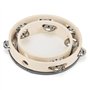 MANCHAP Lot de 2 tambourins en bois de 2 tailles, tambourins à main en bois avec peau naturelle et clochettes, pour party dance 