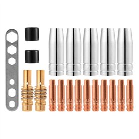 CESFONJER 20 Pcs Embouts de Contact de Buse de Soudage 15AK MIG/MAG Ensemble de Support de Connecteur de Gaz M6 0