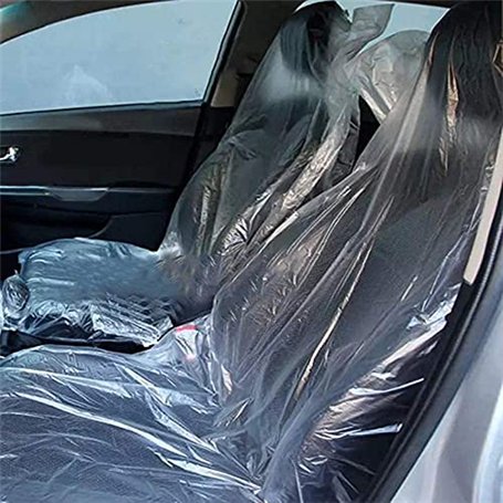 Feawiih Lot de 100 housses de siège jetables en plastique transparent et facile à installer pour les amateurs de voiture