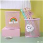 UQMIQURA 2 Pièces Pot à Crayons en Métal, Multifonction Porte-Stylo Rond en Métal Pour Desk Office Classroom Home School - Rose