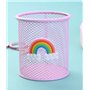 UQMIQURA 2 Pièces Pot à Crayons en Métal, Multifonction Porte-Stylo Rond en Métal Pour Desk Office Classroom Home School - Rose