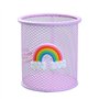 UQMIQURA 2 Pièces Pot à Crayons en Métal, Multifonction Porte-Stylo Rond en Métal Pour Desk Office Classroom Home School - Rose