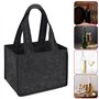 Lot de 2 Sac à Bouteilles, Porte-gobelet en Feutre pour 6 Bouteilles, Réutilisable Sac en Feutre Pliable avec Poignées pour Bout