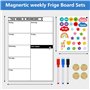 Planning Frigo Magnétique Effaçable - Calendrier Magnetique Frigo - Tableau Semaine pour Réfrigérateur avec 4 Aimants, Calendrie