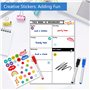 Planning Frigo Magnétique Effaçable - Calendrier Magnetique Frigo - Tableau Semaine pour Réfrigérateur avec 4 Aimants, Calendrie