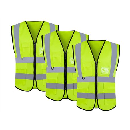 Kellegour 3 Pcs Gilet de sécurité avec Poches et Fermeture éclair