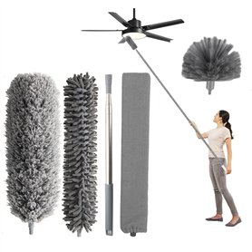Euleryoo Plumeau Télescopique 5 Pièces - Tête De Loup Longueur Maximale 250cm - Microfibre Lavable pour Plafonds