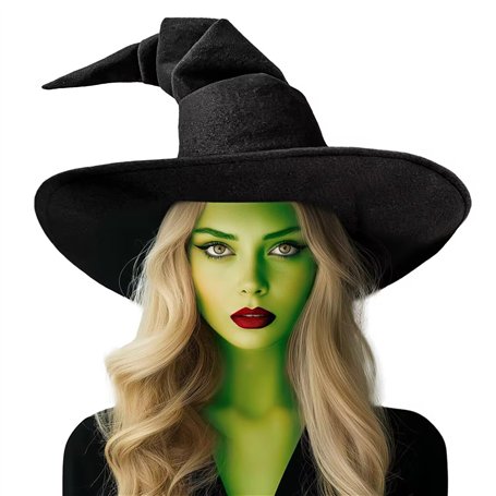 gagift world Chapeau de sorcière en feutre noir de 45 cm pour adultes et adolescents