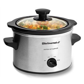 Elite Gourmet MST-250XS# Mijoteuse électrique avec cuve en céramique, température réglable, pour entrées, sauces, soupes, rôtis, Elite Gourmet MST-250XS# Mijoteuse électrique avec cuve en céramique