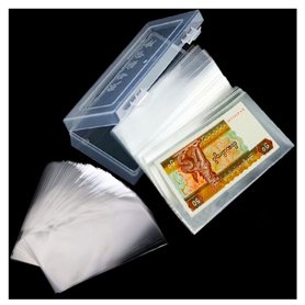 Osuter 200PCS Billets de Banque Monnaie Collection Plastique Sac de Billets de Banque de Protection Transparent avec Boîte de Ra