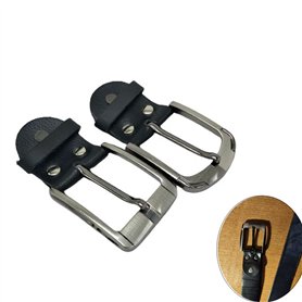 DraCra Lot de 2 boucles de ceinture de rechange carrées à broche unique en cuir véritable très résistant avec boucle de bande et