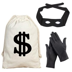 WEESTAAMO Costume de voleur 3 pièces avec masque pour les yeux