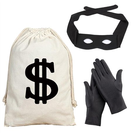 WEESTAAMO Costume de voleur 3 pièces avec masque pour les yeux