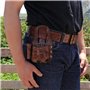 Tourbon Grand support de mètre ruban en cuir véritable pour ceinture Mètre ruban, pochette à outils avec marteau, couteau utilit