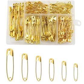 épingles a nourrice - épingle de Couture - épingle a nourrice - 250 épingles de sûreté dorées résistantes - 6 Tailles de 22 mm à