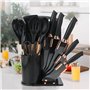 Ensemble de couteaux de cuisine 19 pièces Ensemble d'outils de cuisine avec silicone,comprenant 12 accessoires,5 couteaux,planch