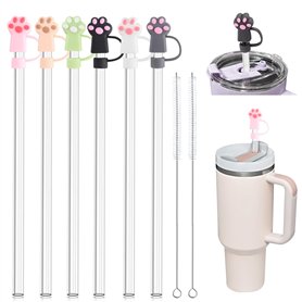 6 Pièces Pailles Tritan de Rechange + 6 Pièces Bouchon de Paille pour Stanley Adventure Quencher