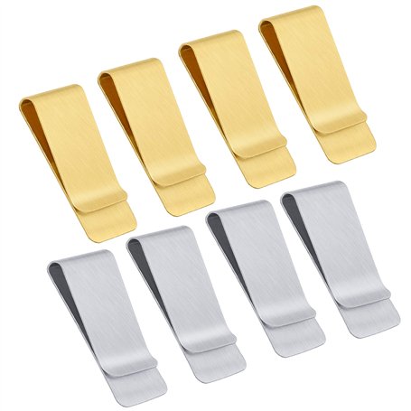 QH-Shop Mince Pince à Billets en Métal 8 Pcs Portefeuille Clips Porte-Cartes pour Crédit Ticket Espèces Document Fixe Cadeau pou