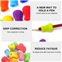 Aestustheri Lot de 12 poignées de crayon colorées en silicone – Aide à l'écriture pour enfants et adultes – Prise en main amélio
