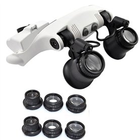 PROW® Nouveau Bandeau Head-Worn Lunettes Loupe 10x 15x 20x 25x LED Réparation de Montres pour bijoutier Gamer pour agrandissemen