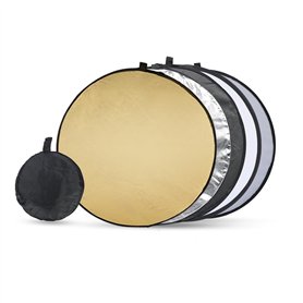 Réflecteur 5 en 1 - Réflecteur Pliable Multifonction 60cm - Tissu de Haute Qualité - Offre Une Lumière Uniforme et Une Réflexion