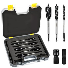KYYGKY 8 PCS Coffret de Foret à Bois avec Auto-alimenté Pointe Pilote Meche a Bois pour Perceuse Mèche à Bois Hélicoïdale 10 mm/