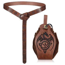 XIAQICA Ceinture Médiévale en Faux Cuir - Bourse avec Anneau pour Homme et Femme - Accessoire Cosplay Viking