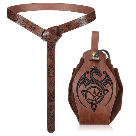 XIAQICA Ceinture Médiévale en Faux Cuir - Bourse avec Anneau pour Homme et Femme - Accessoire Cosplay Viking