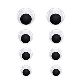 4 Paires Yeux Mobiles Autocollants Adhésifs en Plastique Ronds pour Décorations de Poupée