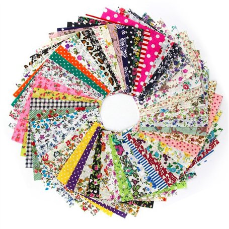 Lot de 50 carrés de tissu en coton – Tissu patchwork – Matériel de couture – Tissu floral pour loisirs créatifs