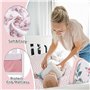 YJM Parure de lit 3 pièces motif cygne pour filles – Drap de lit, jupe, couette incluse – Rose