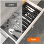 TTSTOIEE Range-couverts pour tiroirs - Porte-couverts réglable - Porte-ustensiles pour tiroirs de cuisine - Organisateur de cuis