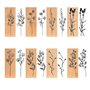 Yayatty 8 PCS Tampons en Bois des Plantes Bois Caoutchouc Tampons Scrapbooking Tampon Vintage en Bois et 5 Couleur Tampons Encre