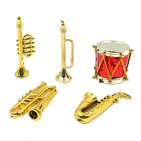 CENPEK Instrument de Musique Miniature Lot de 5 Tambours Musique Saxophone trompettes Taille M pour décoration de Maison de poup