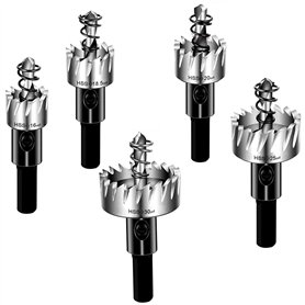 Malayas 5pcs Scies-cloches Drill HSS4341 Ensemble Mèche Fraise Carbure pour Forage Scie Cylindrique Foret de perçage Trépan En A