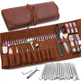 TLKKUE Kit d'outils de travail du cuir avec sac de rangement personnalisé
