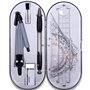 Xinlie Math Géométrie Kit de Math Géométrie Kit 8pcs Outils de Géométrie Compas Règle Equerre Rapporteurs Géométriques Porte-min