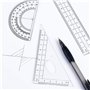 Xinlie Math Géométrie Kit de Math Géométrie Kit 8pcs Outils de Géométrie Compas Règle Equerre Rapporteurs Géométriques Porte-min