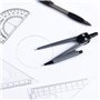 Xinlie Math Géométrie Kit de Math Géométrie Kit 8pcs Outils de Géométrie Compas Règle Equerre Rapporteurs Géométriques Porte-min