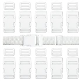 Boucles de libération de 10 pièces avec glissières Tri-Glide Clips de boucles réglables en plastique pour bricolage (blanc)