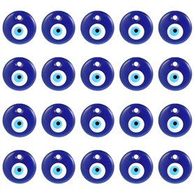UTMACH 20 Pcs 3cm Nazar Boncuk Perles Verre Mauvais Oeil Bleu Plat Evil Eye Perle Mauvais œil Turc Nazar Boncugu pour Collier Bi